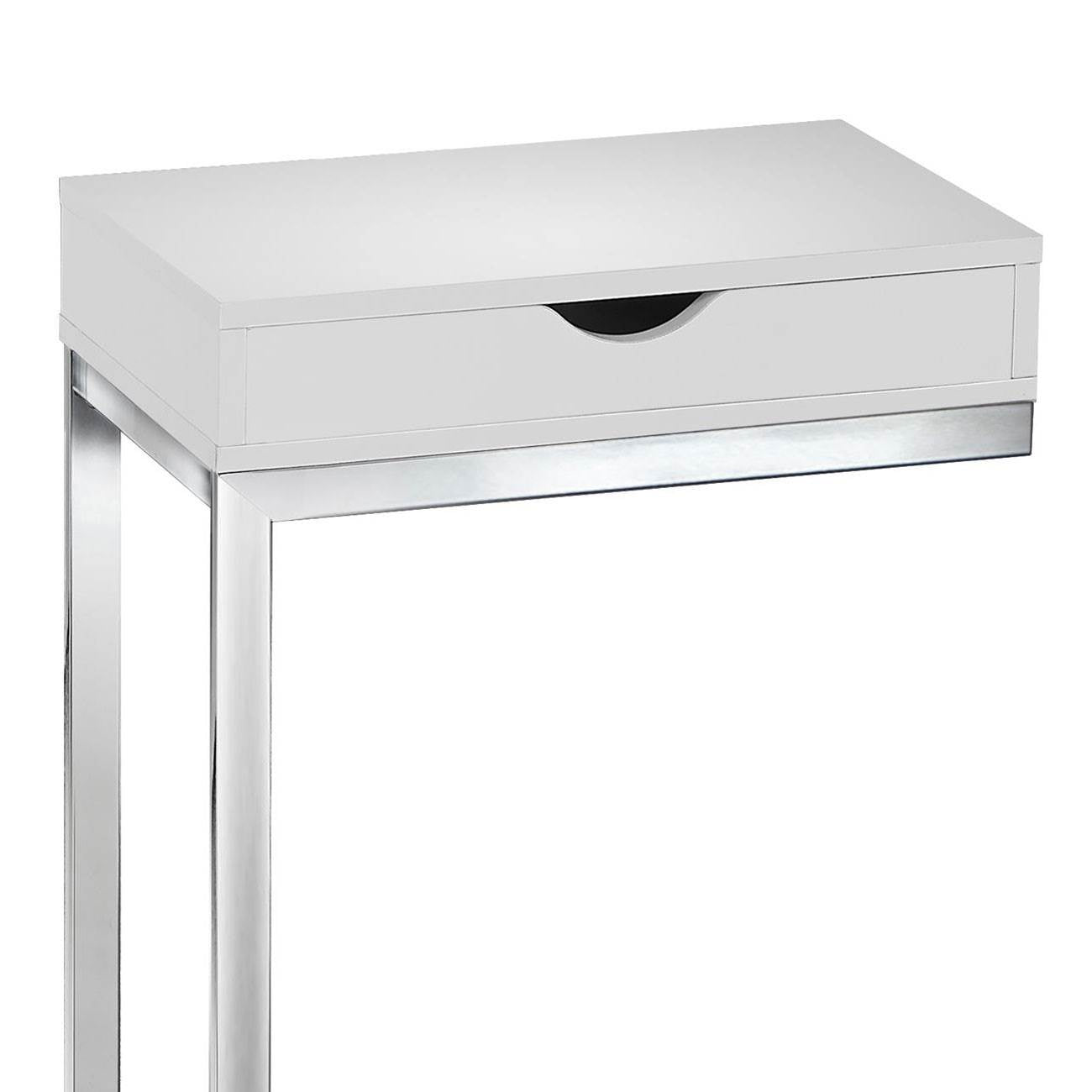 Monarch Specialties Accent Side End Table with Drawer, Glossy White (Used)