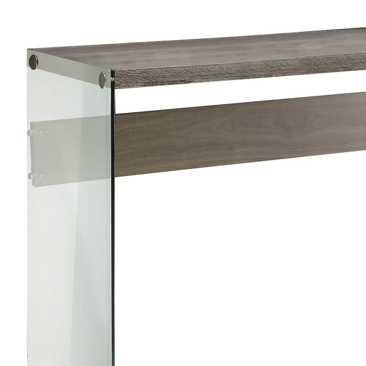 Monarch Specialties Tempered Glass Accent Table, Dark Taupe (Open Box)