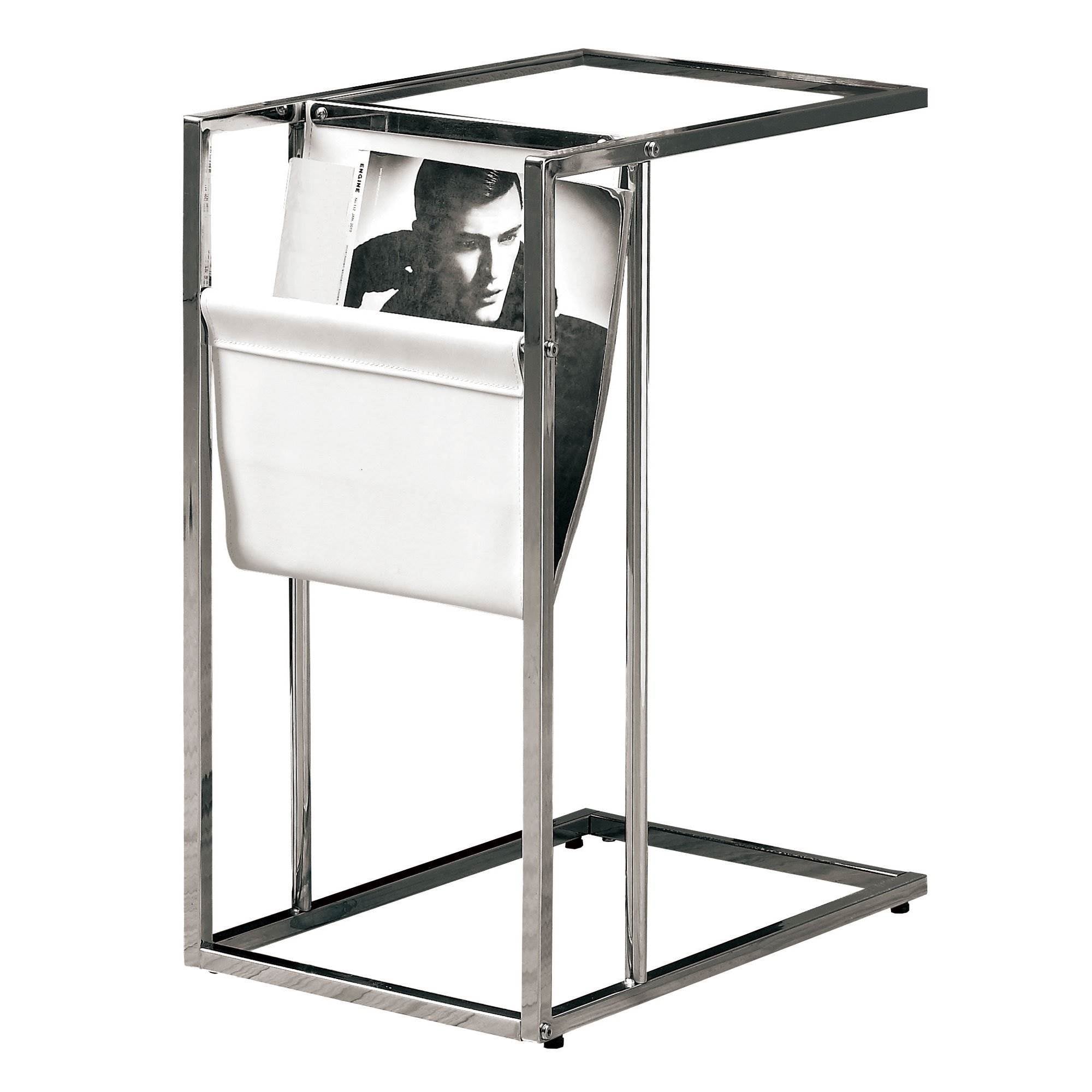 Monarch Specialties Accent Glass Side End Table with Magazine Rack (Open Box)
