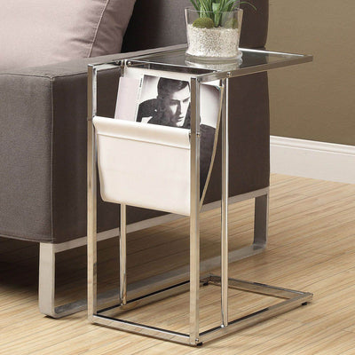 Monarch Specialties Accent Glass Side End Table with Magazine Rack (Open Box)