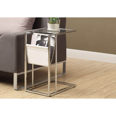 Monarch Specialties Accent Glass Side End Table with Magazine Rack (Open Box)