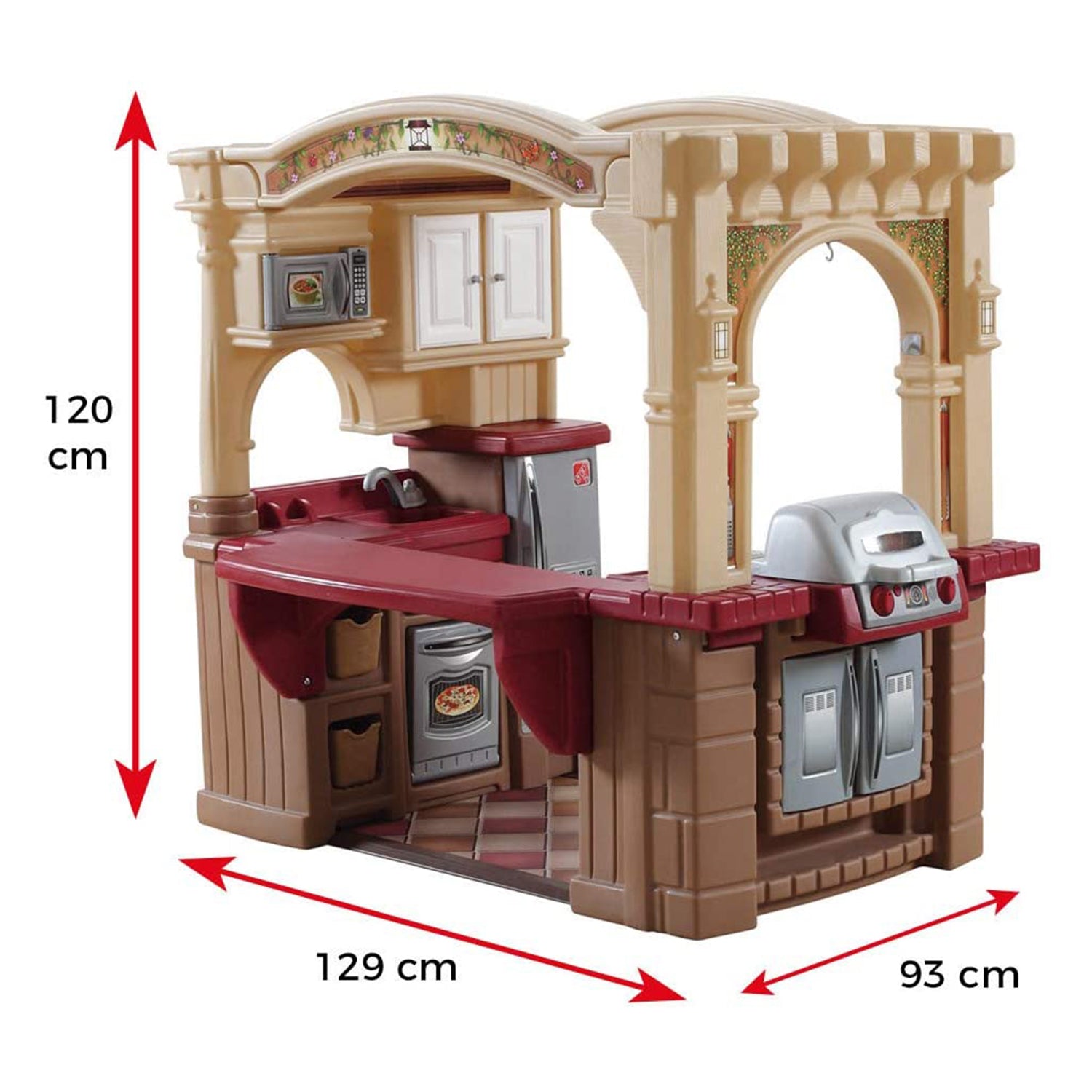Step2 Grand Walk In Kitchen and Grill Large 103 Piece Kids Playset Toy, Ages 2+