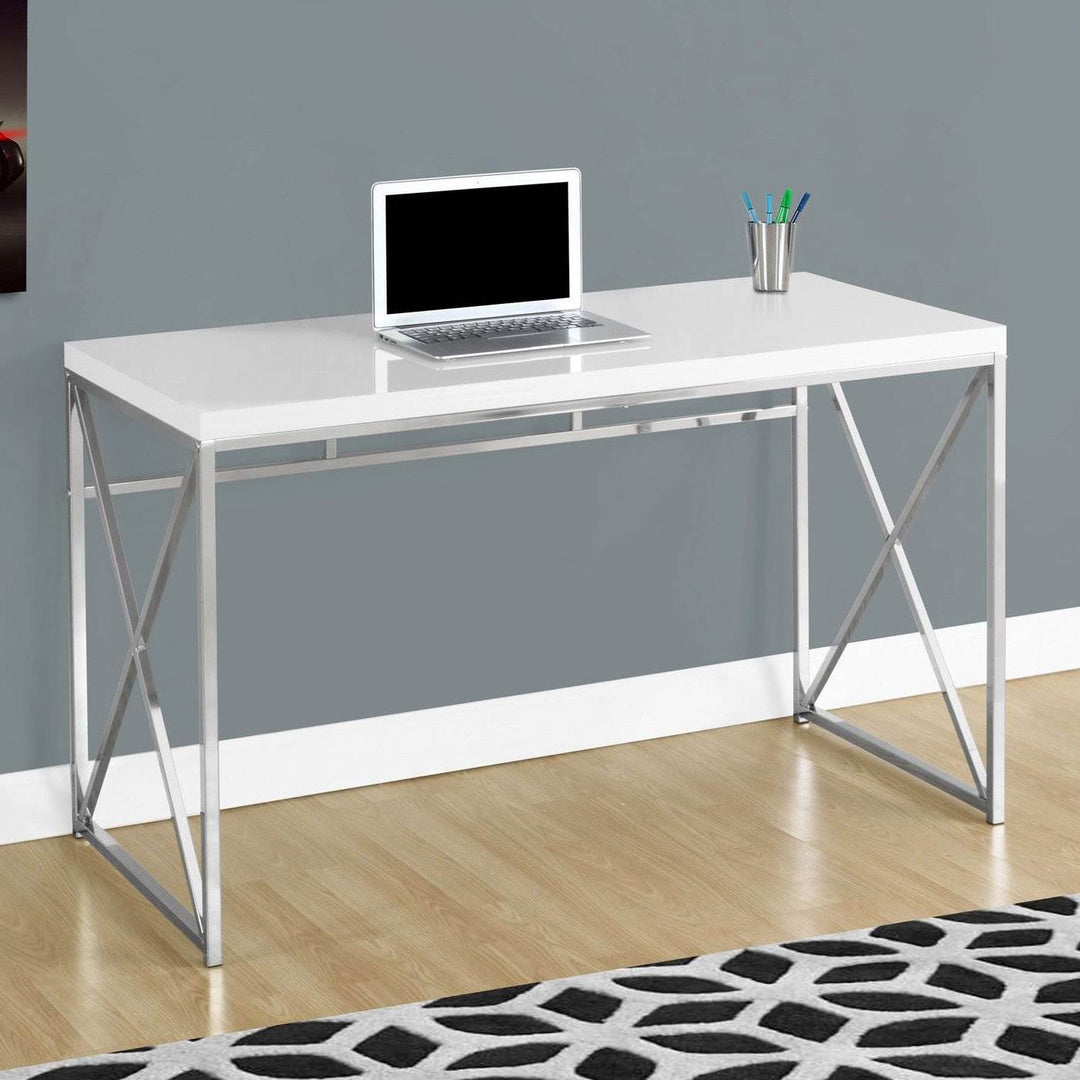 Monarch Specialties 48" Modern Office Computer Desk, Glossy White (Open Box)