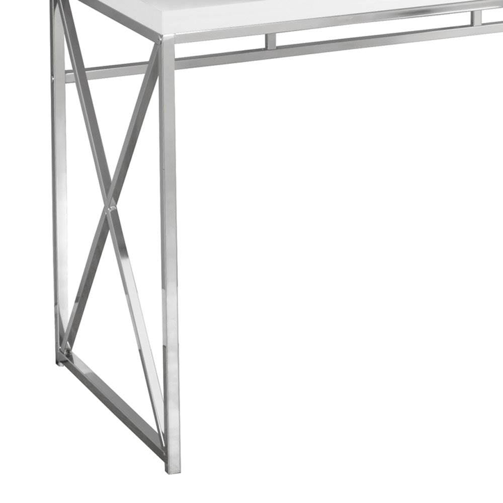 Monarch Specialties 48" Modern Office Computer Desk, Glossy White (Open Box)