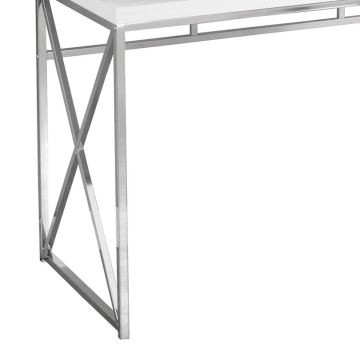 Monarch Specialties 48" Modern Office Computer Desk, Glossy White (Open Box)
