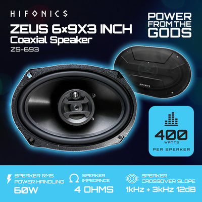 Hifonics Zeus 6.5 Inch Car Audio Coaxial Speakers & 6 x 9 Inch Coaxial Speakers