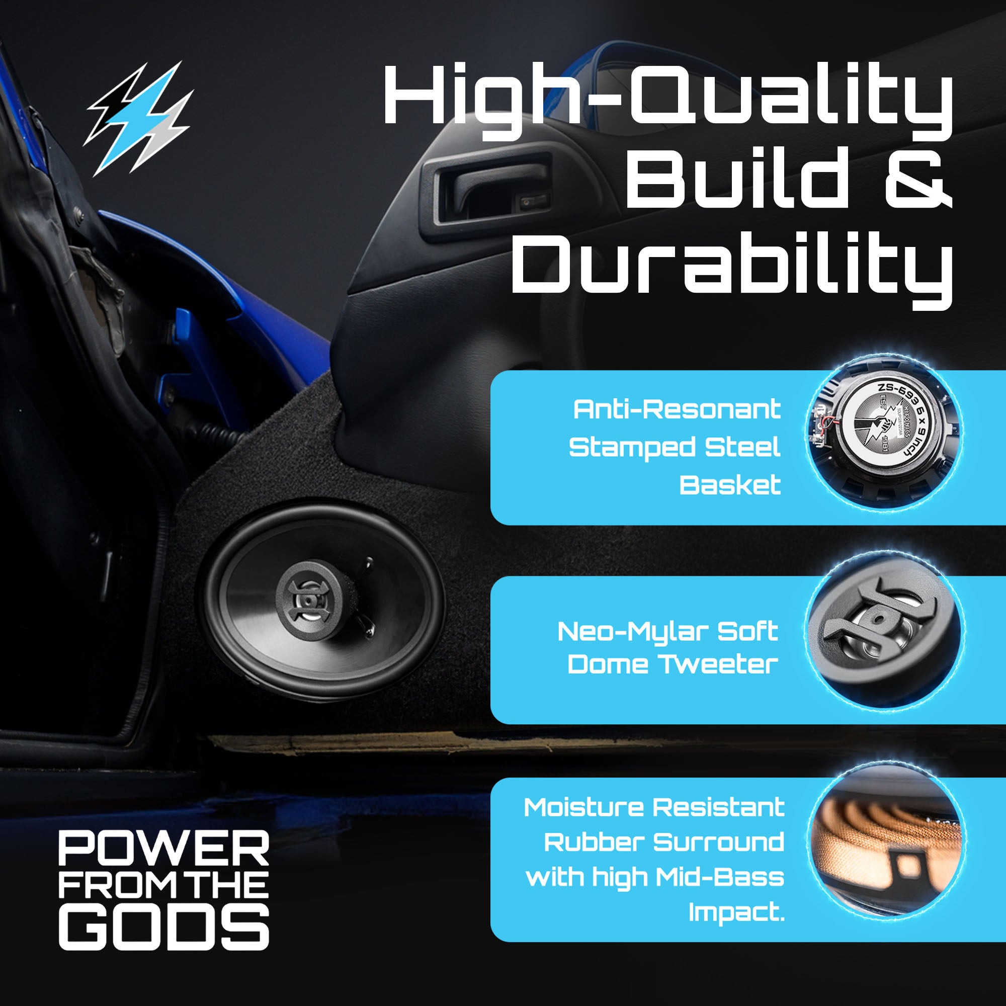 Hifonics Zeus 6.5 Inch Car Audio Coaxial Speakers & 6 x 9 Inch Coaxial Speakers