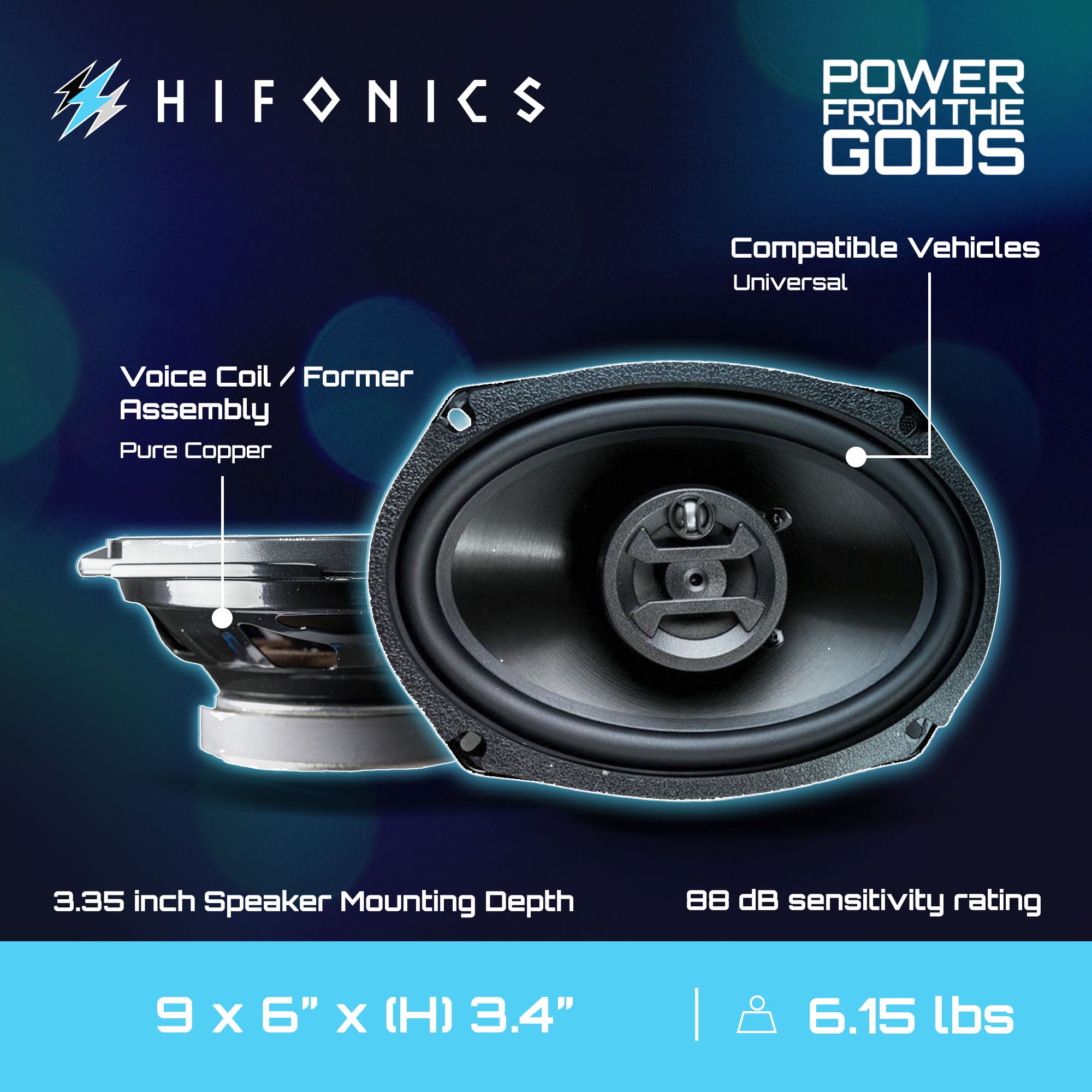 Hifonics Zeus 6.5 Inch Car Audio Coaxial Speakers & 6 x 9 Inch Coaxial Speakers