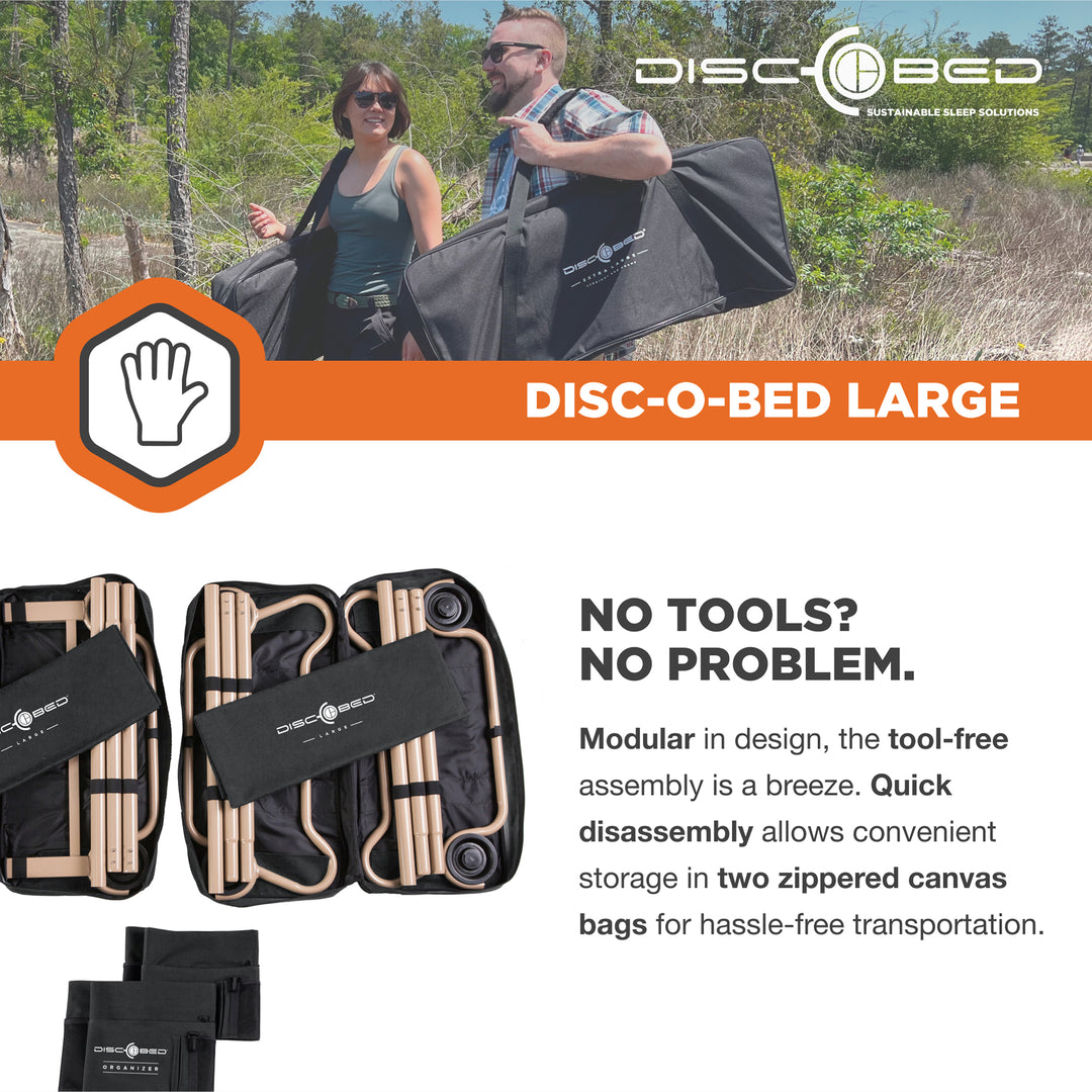 Disc-O-Bed Large Cam-O-Bunk Benchable Double Cot with Organizers, Black (Used) - VMInnovations