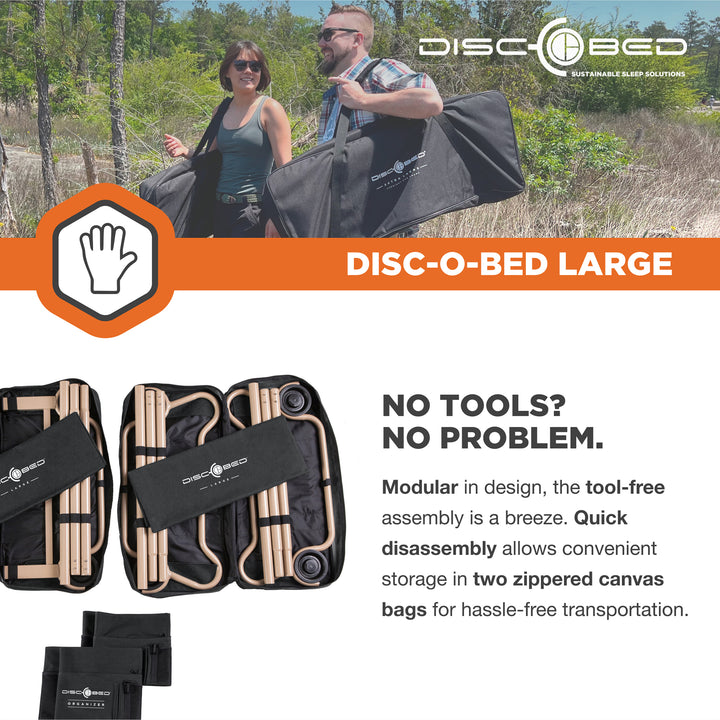 Disc-O-Bed Large Cam-O-Bunk Benchable Double Cot with Organizers, Black (Used) - VMInnovations