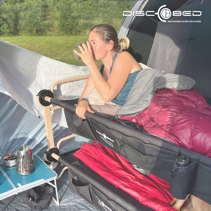 Disc-O-Bed Cam-O-Bunk Benchable Bunked Double Cot w/ Organizer, Black (Open Box) - VMInnovations