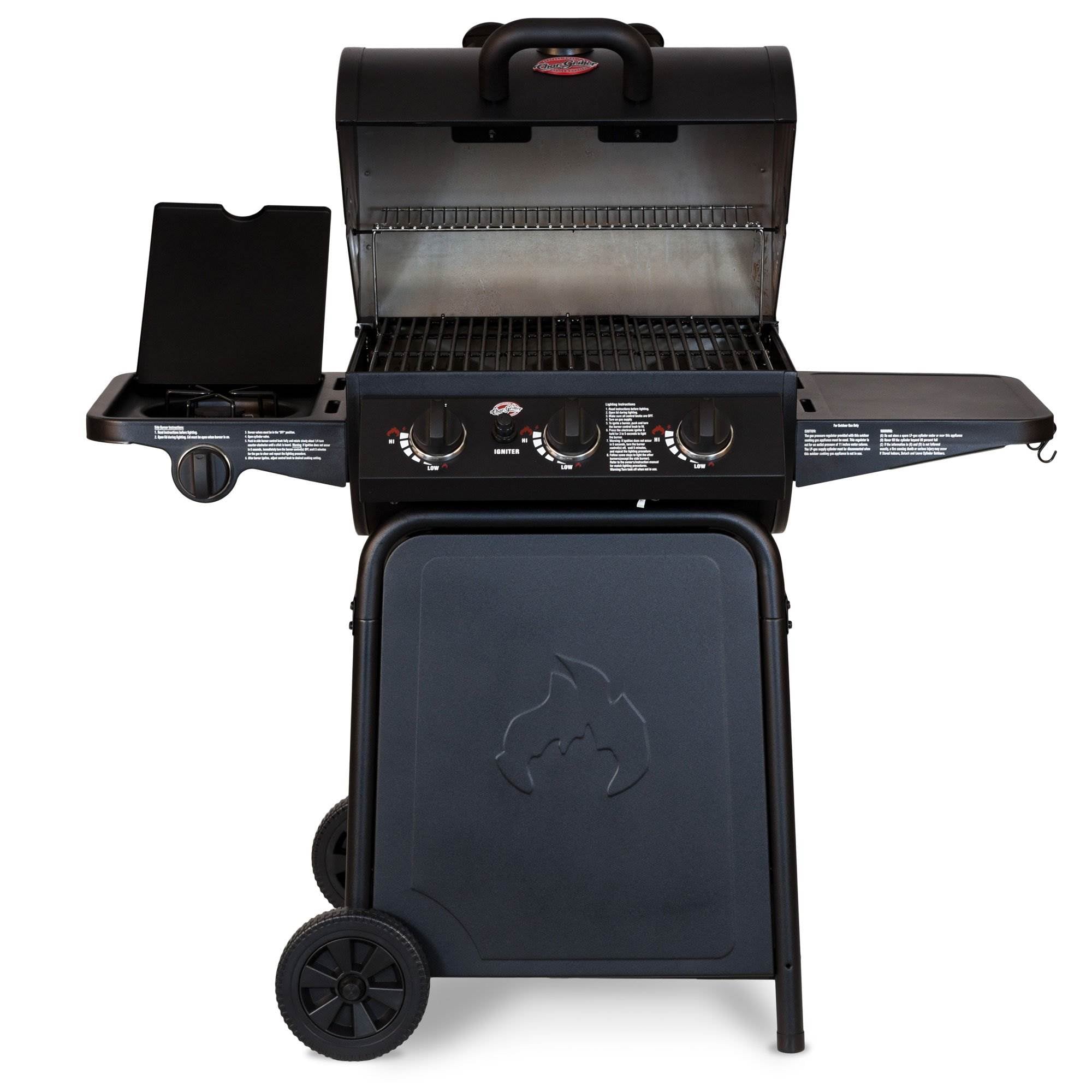 Char Griller 3-Burner Grillin' Pro Propane Gas Grill + Full Length Grill Cover