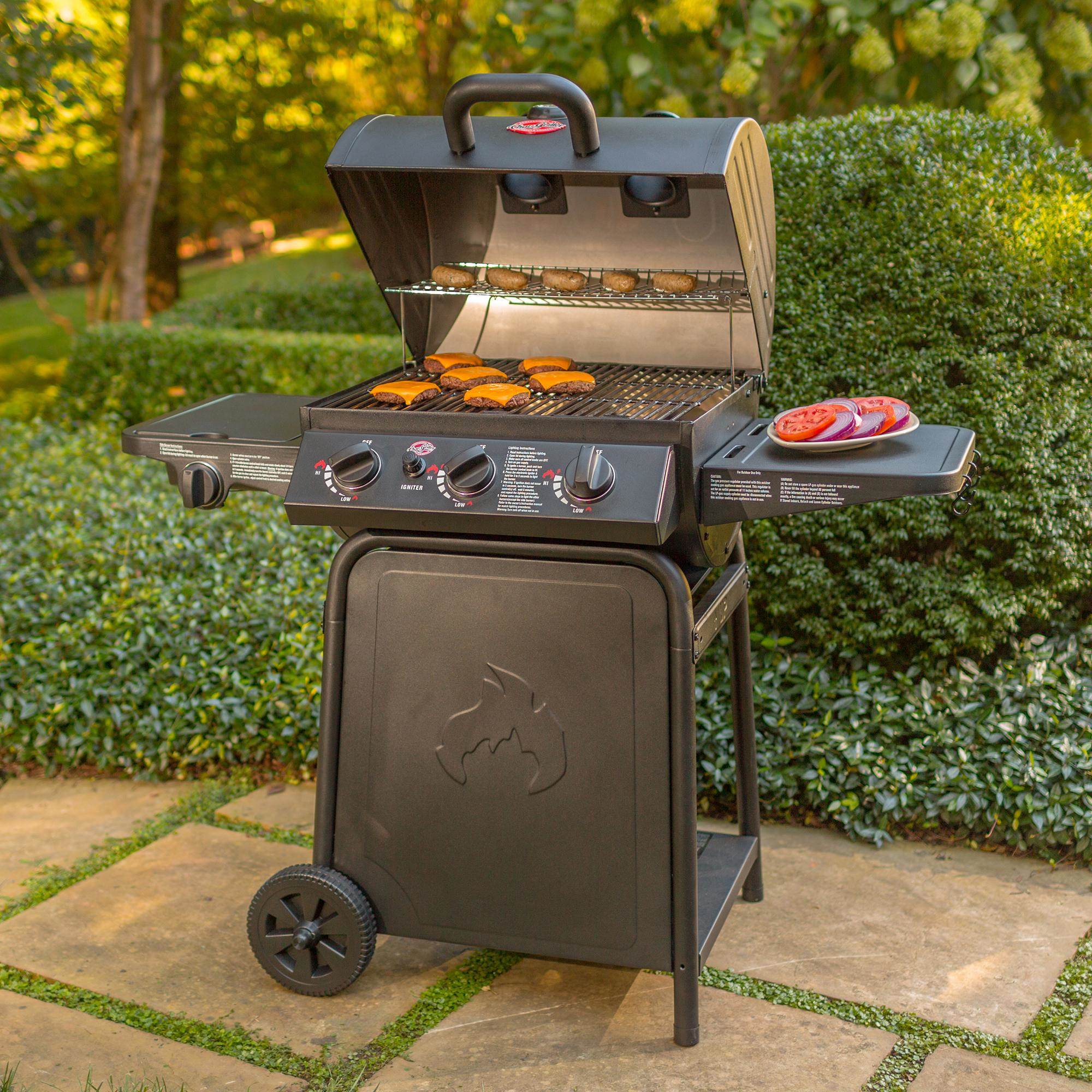 Char Griller 3-Burner Grillin' Pro Propane Gas Grill + Full Length Grill Cover