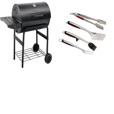 Char Broil American Gourmet 30 In Stainless Charcoal Grill + 4 Piece Tool Set