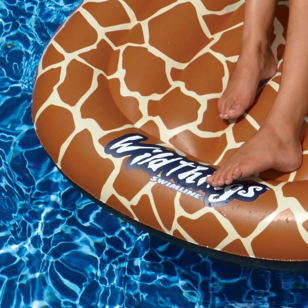 Swimline 90353 Wild Things Inflatable Giraffe Print Pool Float Lounger Mat - VMInnovations