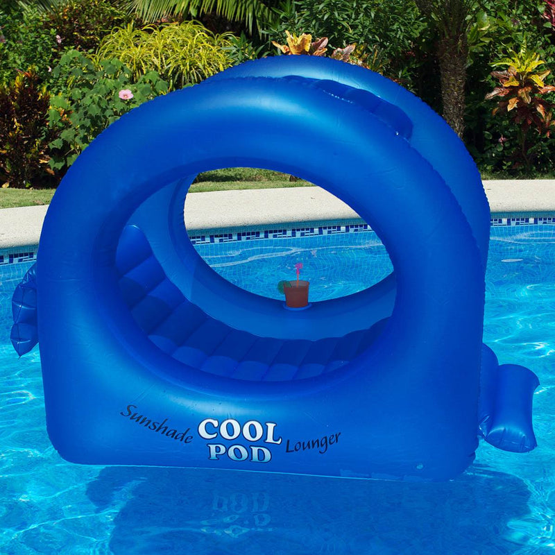 Swimline Sunshade Cool Pod Inflatable Swimming Pool Float Lounger, Blue | 90495