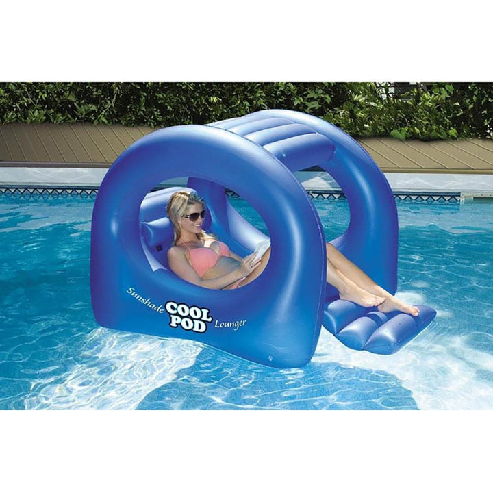 Swimline Sunshade Cool Pod Inflatable Swimming Pool Float Lounger, Blue | 90495