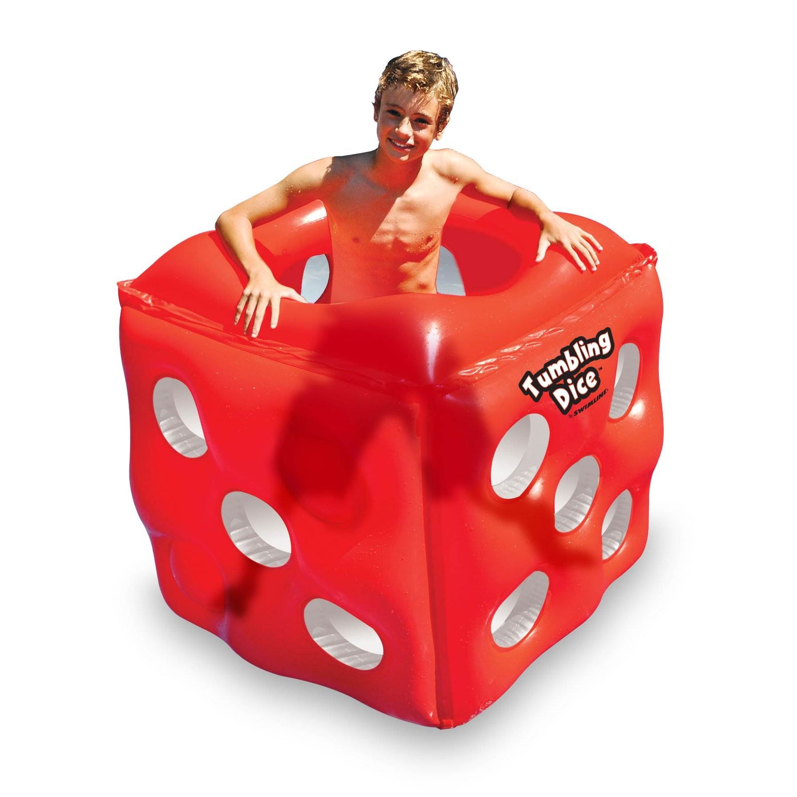 Swimline Tumbling Dice Inflatable Cube Ride On Swimming Pool Float, Red | 90733 - VMInnovations