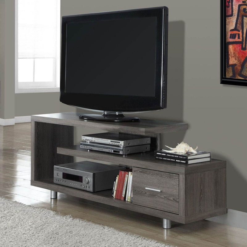 Monarch Specialties 60 Inch Modern Art Deco TV Stand with 1 Drawer
