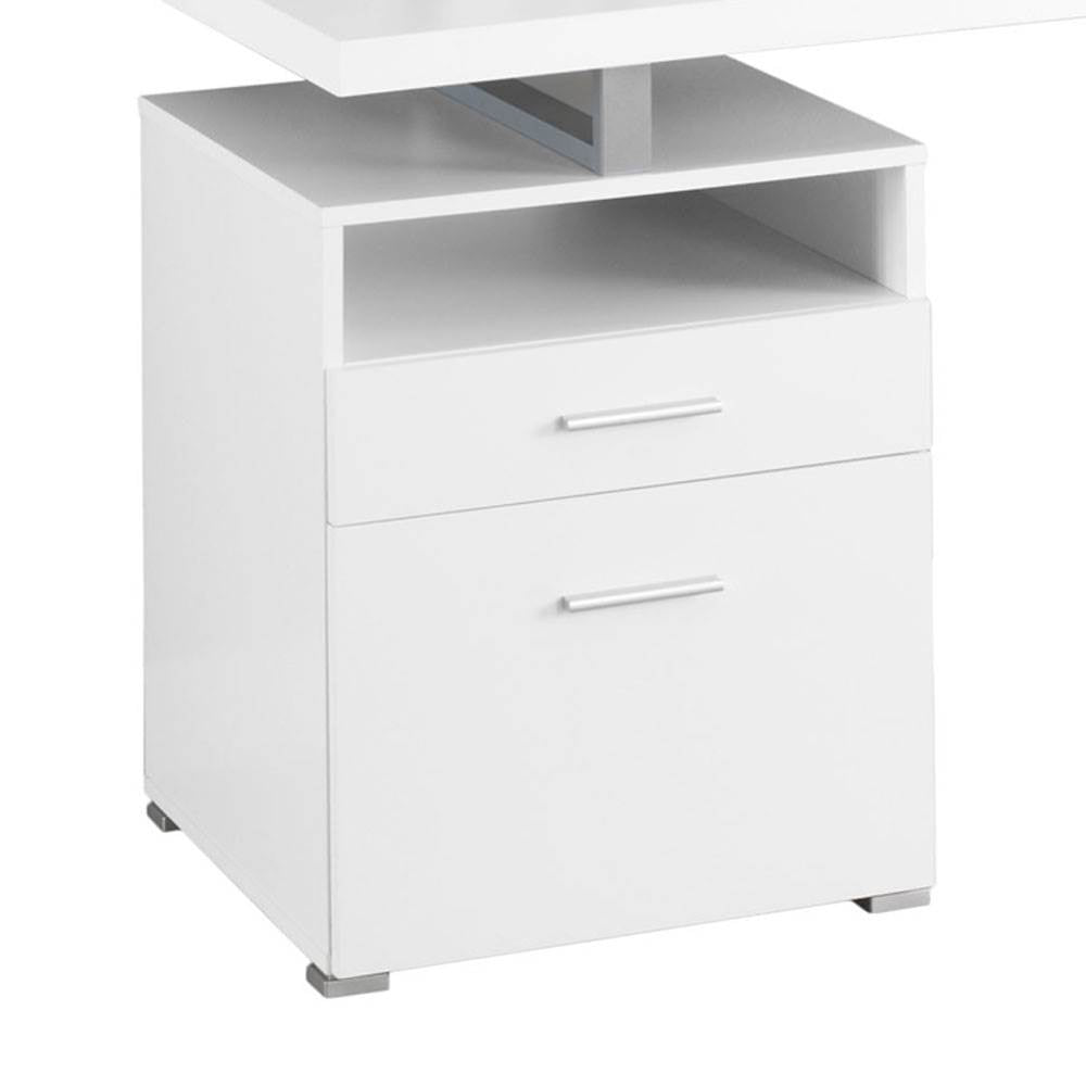 Monarch Specialties 60" Modern Home Computer Desk with Filing Drawer, White