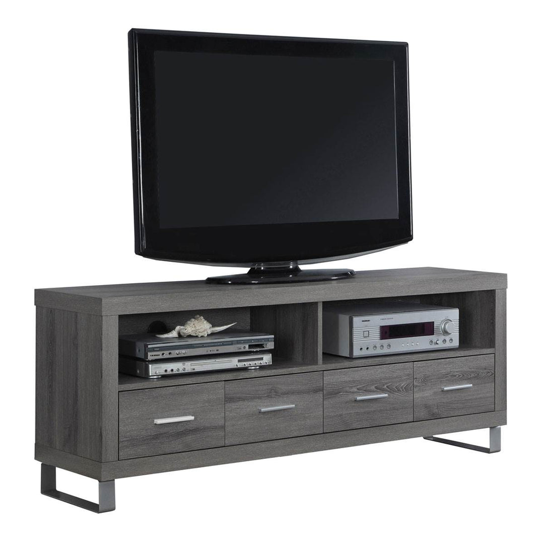 Monarch Specialties 60" Entertainment TV Stand w/ 4 Drawers, Dark Taupe (Used) - VMInnovations