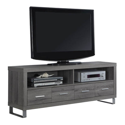 Monarch Specialties 60" Entertainment TV Stand w/ 4 Drawers, Dark Taupe (Used) - VMInnovations