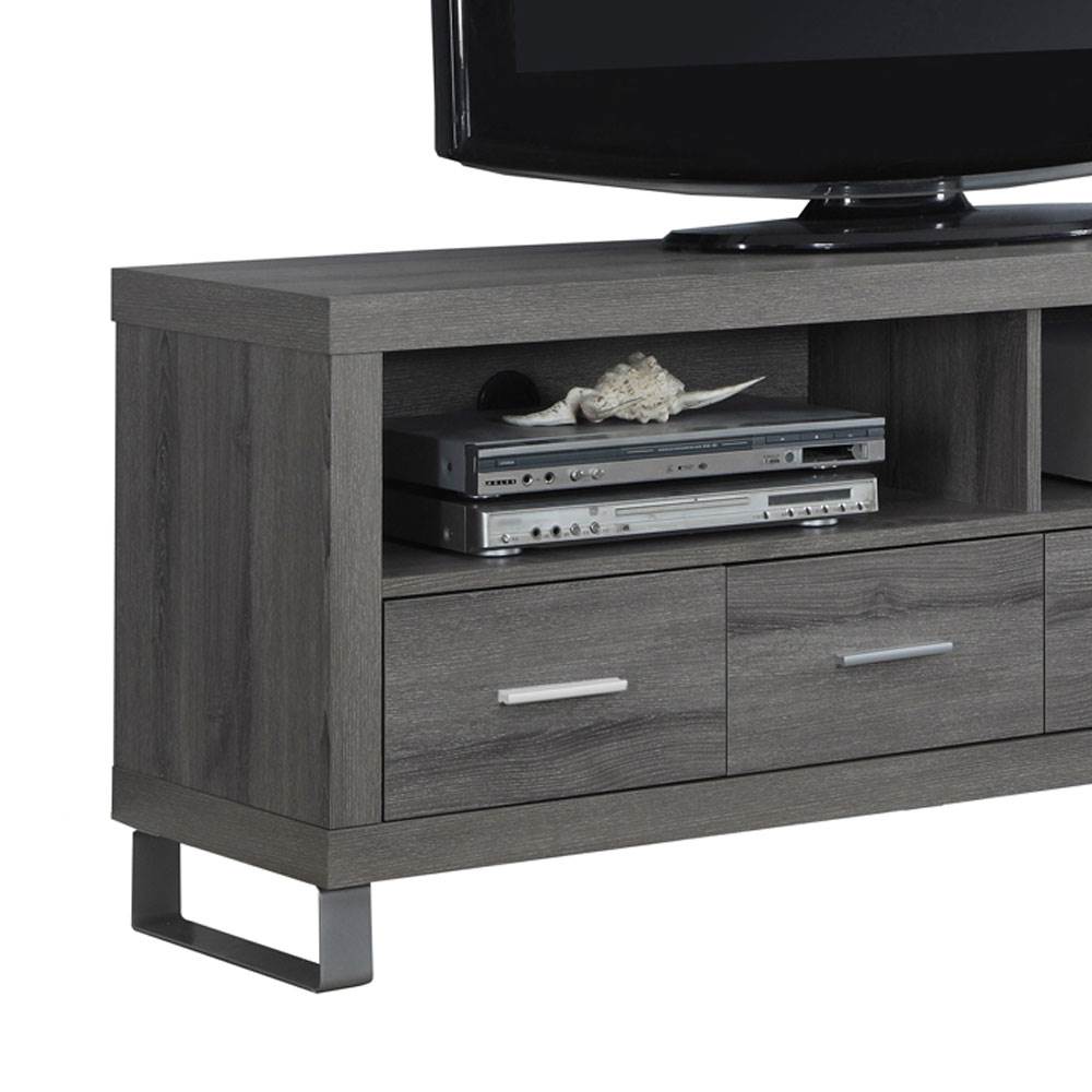 Monarch Specialties 60" Entertainment TV Stand w/ 4 Drawers, Dark Taupe (Used) - VMInnovations