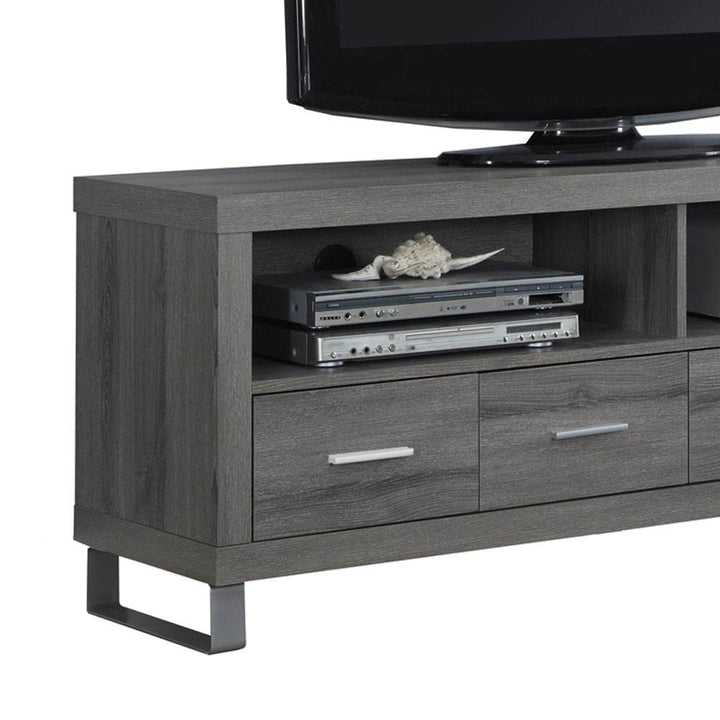 Monarch Specialties 60" Entertainment TV Stand w/ 4 Drawers, Dark Taupe (Used) - VMInnovations