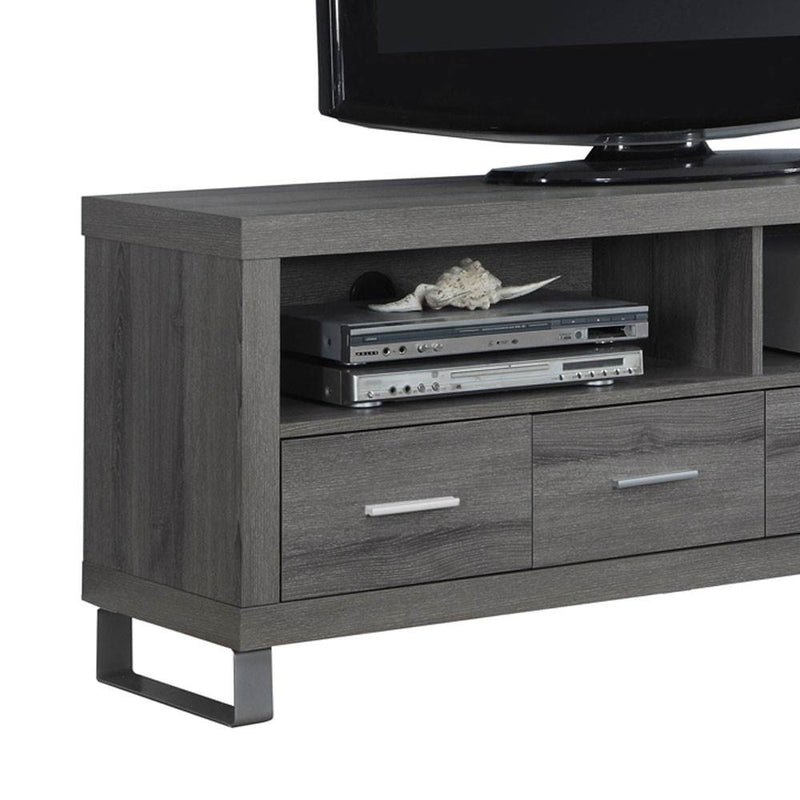 Monarch Specialties 60" Entertainment Center TV Stand with 4 Drawers, Dark Taupe