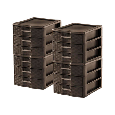 Sterilite Medium Weave Craft Office Supplies 3 Drawer Storage Organizer (4 Pack)