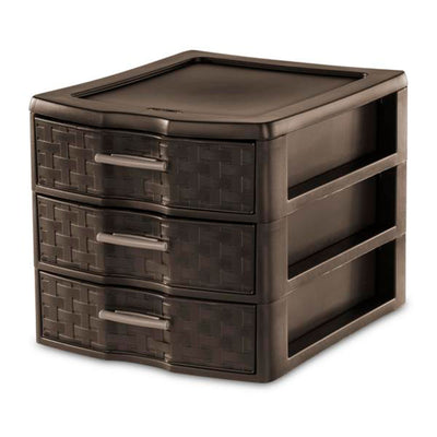 Sterilite Medium Weave Craft Office Supplies 3 Drawer Storage Organizer (8 Pack)