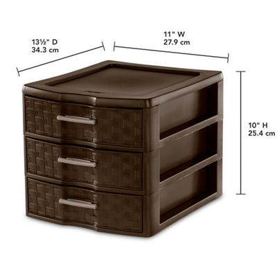 Sterilite Medium Weave Craft Office Supplies 3 Drawer Storage Organizer (4 Pack)