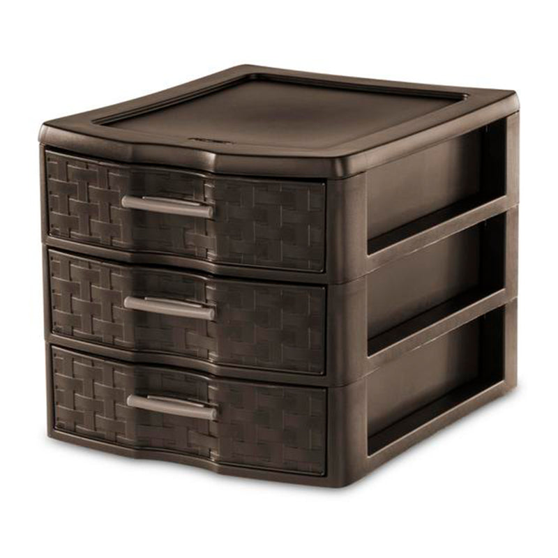 Sterilite Medium Weave 3 Drawer Portable Office Storage Organizer (12 Pack)