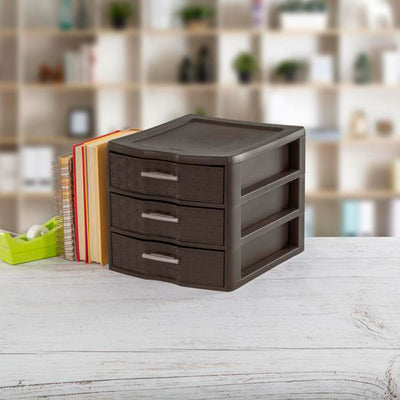 Sterilite Medium Weave Craft Office Supplies 3 Drawer Storage Organizer (4 Pack)