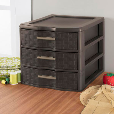 Sterilite Medium Weave Craft Office Supplies 3 Drawer Storage Organizer (4 Pack)