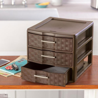 Sterilite Medium Weave Craft Office Supplies 3 Drawer Storage Organizer (4 Pack)