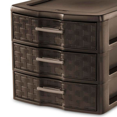 Sterilite Medium Weave Craft Office Supplies 3 Drawer Storage Organizer (4 Pack)