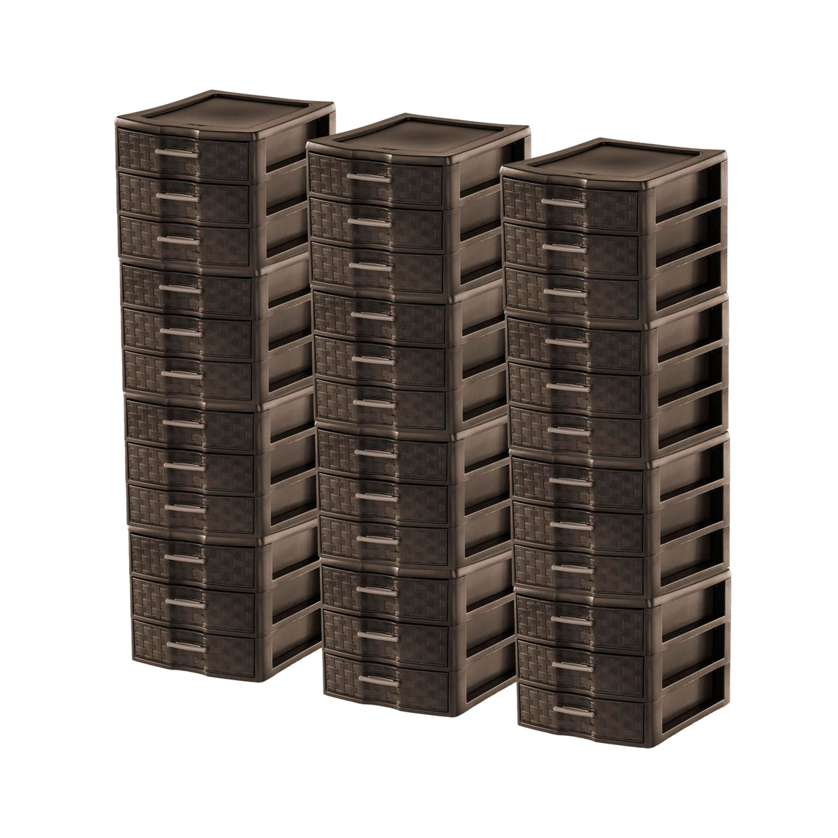 Sterilite Medium Weave 3 Drawer Portable Office Storage Organizer (12 Pack)