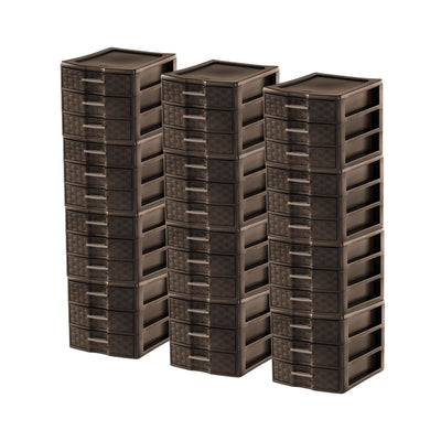 Sterilite Medium Weave 3 Drawer Portable Office Storage Organizer (12 Pack)