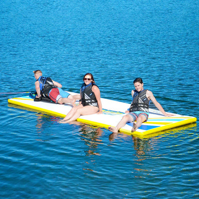 Inflatable 3 Piece Anchor Connection Kit,15-ft Water Mat Blow Up Platform w/Pump