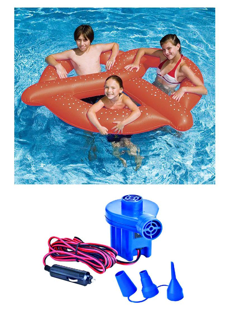 Swimline 90640 Pool 3 Swim Giant Pretzel Inflatable Pool 64" w 12 Volt Air Pump
