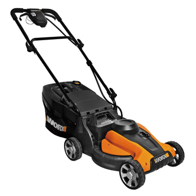 Worx 14 in Deck, 24 Volt Battery Electric Walk Behind Push Lawn Mower | Open Box