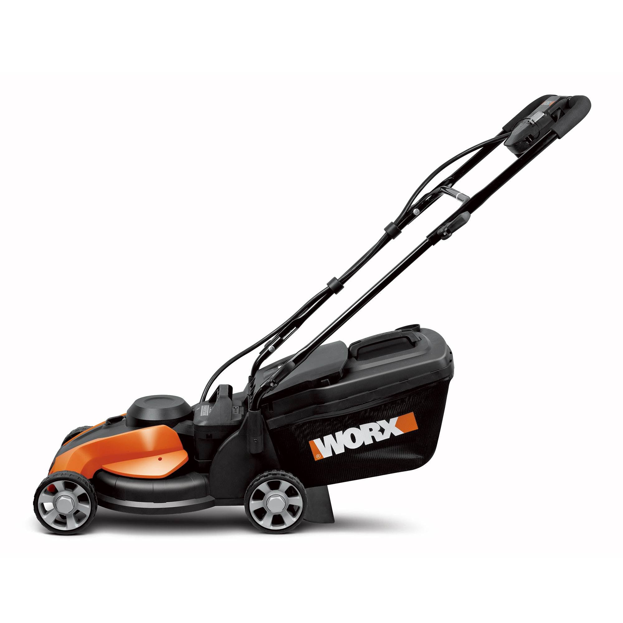 Worx 14 in Deck, 24 Volt Battery Electric Walk Behind Push Lawn Mower | Open Box
