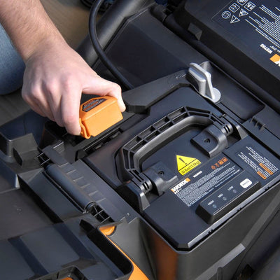 Worx 14 in Deck, 24 Volt Battery Electric Walk Behind Push Lawn Mower | Open Box