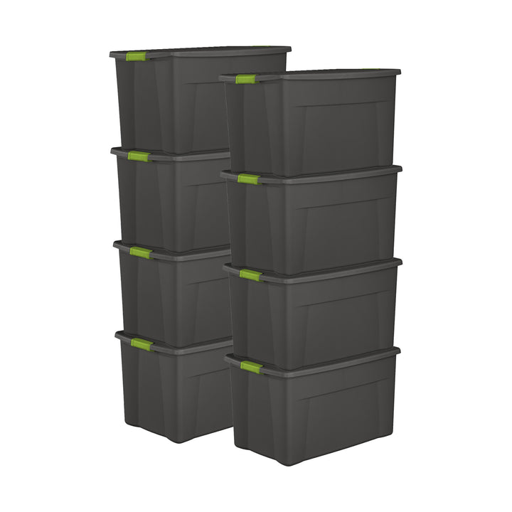 Sterilite 35 Gallon Storage Tote Box with Latching Container Lid, Gray (8 Pack)