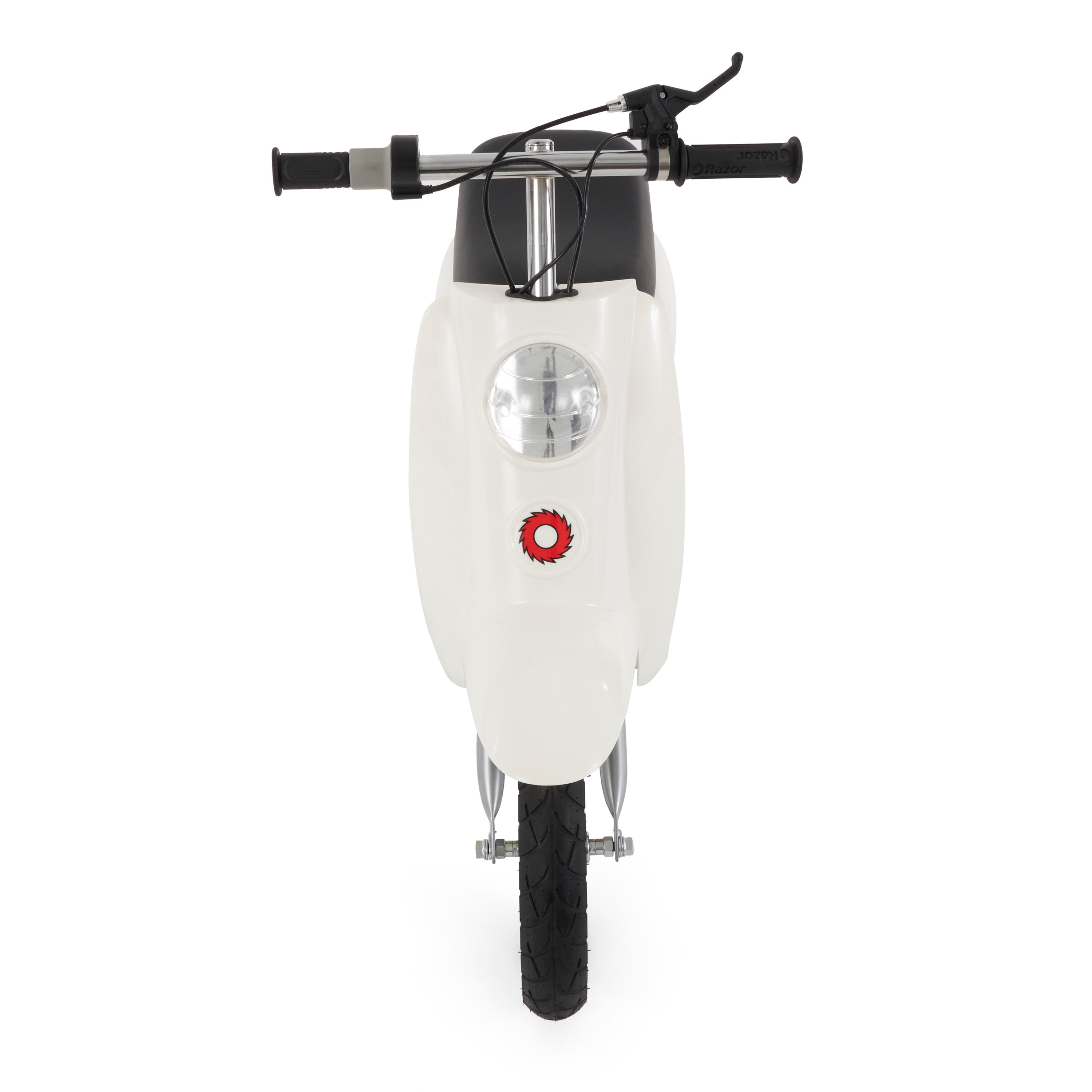 Razor Pocket Mod Miniature Euro 24V 250W Electric Retro Scooter, White w/ Helmet