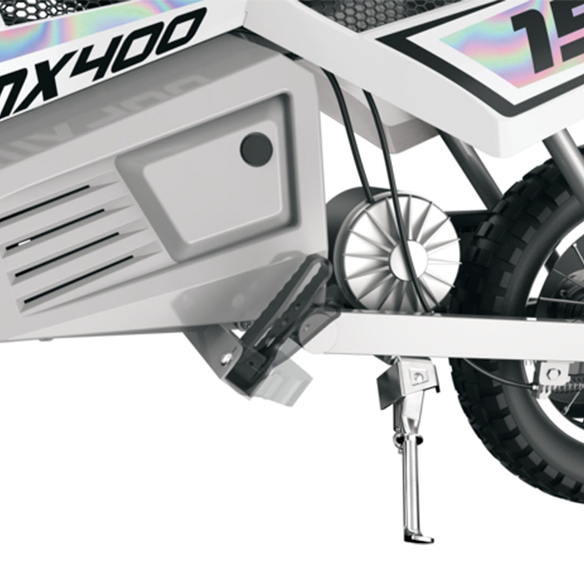 Razor MX400 Dirt Rocket 24V Electric Toy Motocross Motorcycle Dirt Bike, White
