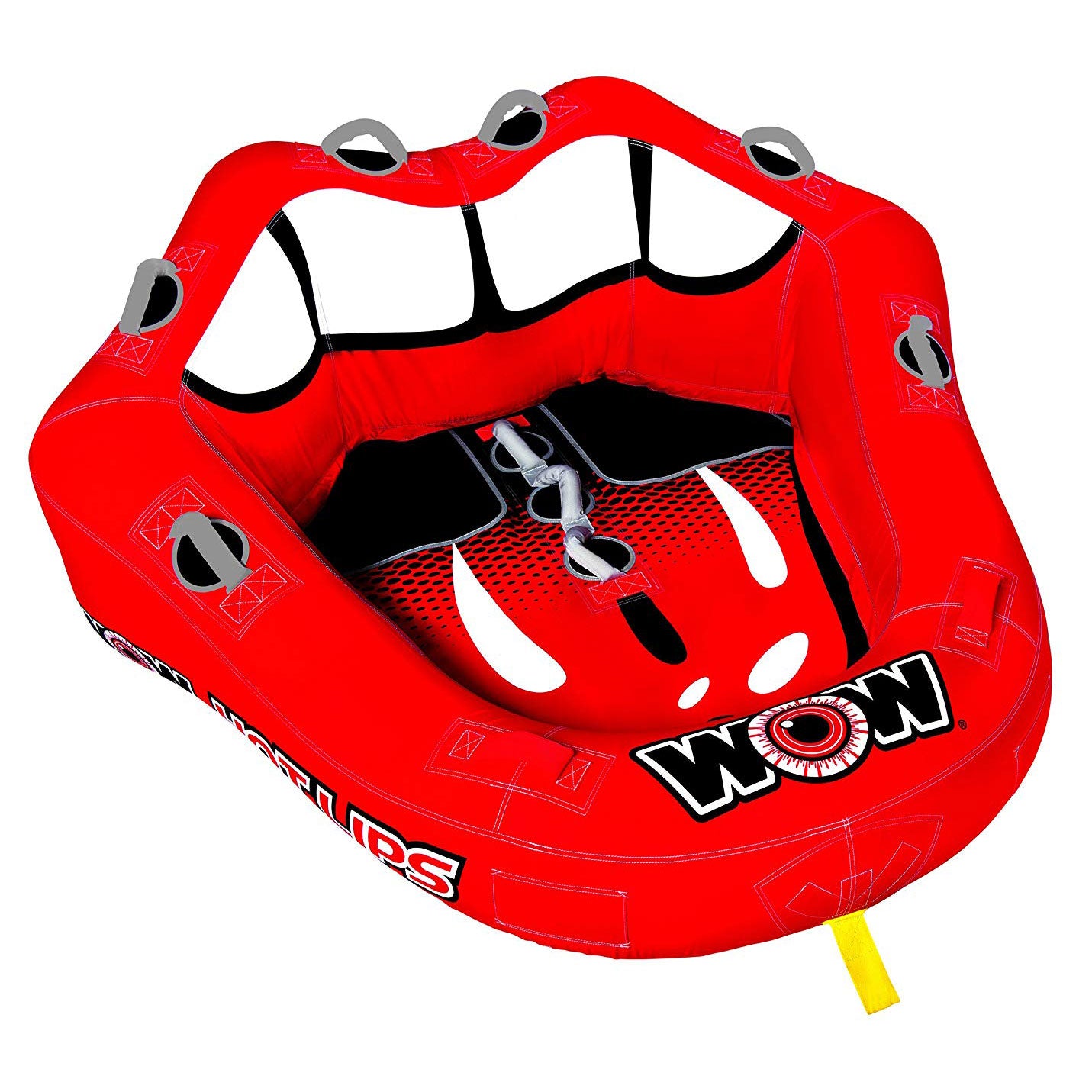 Wow Hot Lips Inflatable 2 Person Cockpit Seating Towable Water Sports Tube, Red
