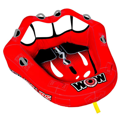 Wow Hot Lips Inflatable 2 Person Cockpit Seating Towable Water Sports Tube, Red