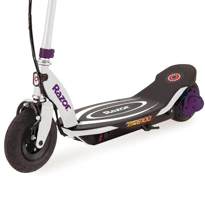 Razor Power E100 Electric Scooter, Purple (2 Pack) + Power Core Scooter, Blue